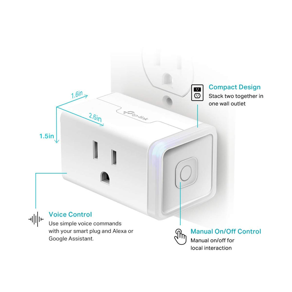 Kasa Smart Plug HS103P4, Smart Home Wi-Fi Outlet Works with Alexa, Echo, Google Home & IFTTT, No Hub Required, Remote Control, 15 Amp, UL Certified, White