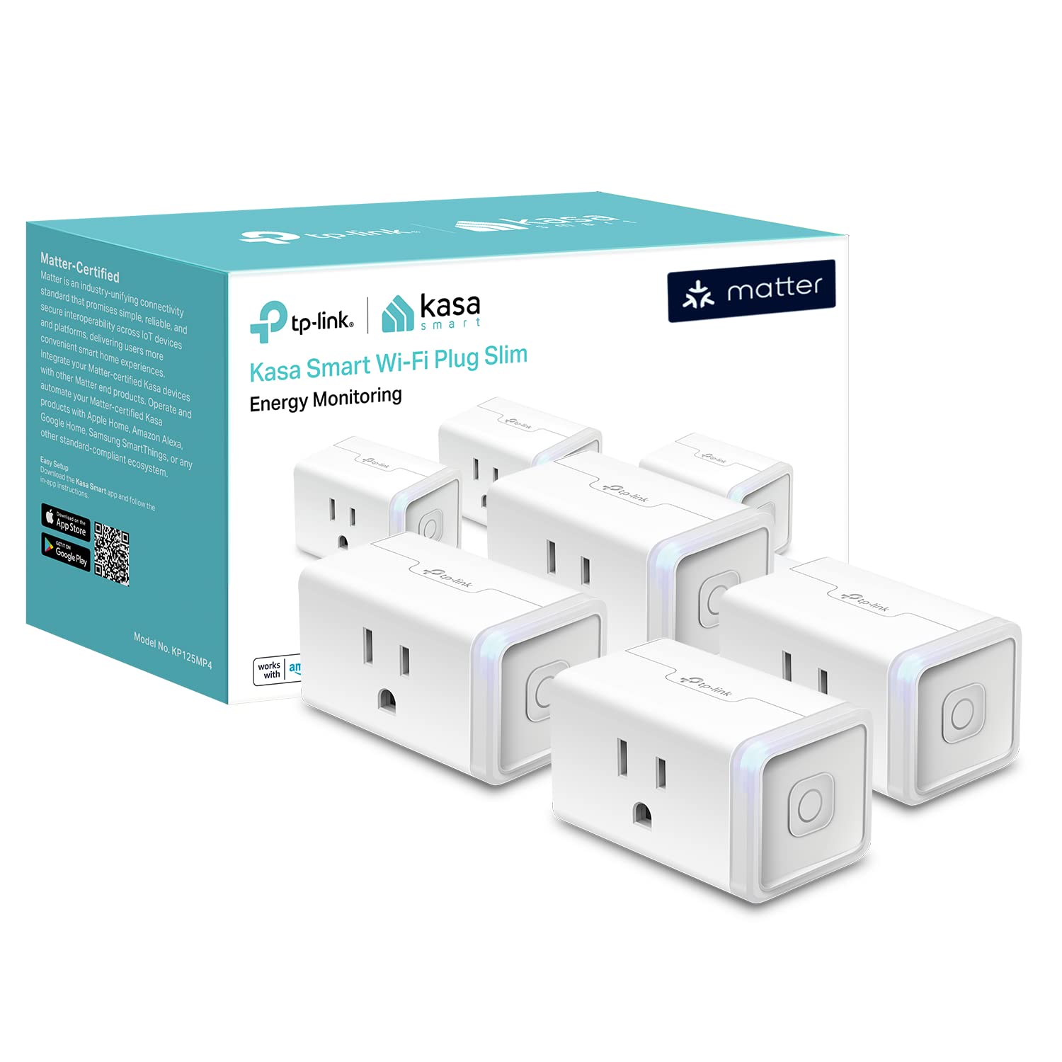 Kasa Smart Plug HS103P4, Smart Home Wi-Fi Outlet Works with Alexa, Echo, Google Home & IFTTT, No Hub Required, Remote Control, 15 Amp, UL Certified, White