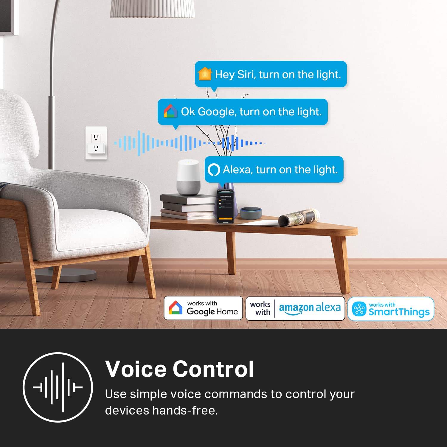Kasa Smart Plug HS103P4, Smart Home Wi-Fi Outlet Works with Alexa, Echo, Google Home & IFTTT, No Hub Required, Remote Control, 15 Amp, UL Certified, White